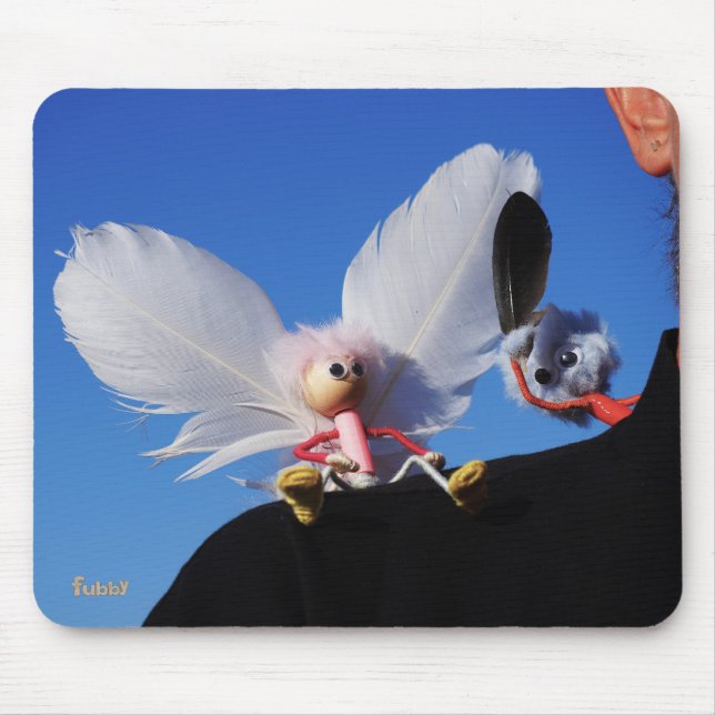 Engel fubby op mijn schouder met uitdagend Monster Mousepad (Vorne)