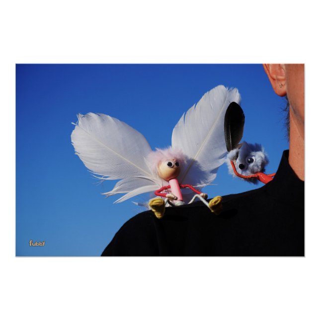 Engel fubby op mijn schouder met uitdagend Monster Poster (Vorderseite)