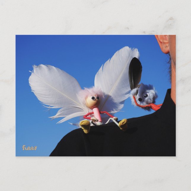 Engel fubby op mijn schouder met uitdagend Monster Postkarte (Vorderseite)