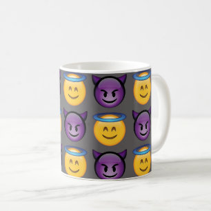 Engel gegen Teufel Emoji Muster Kaffeetasse