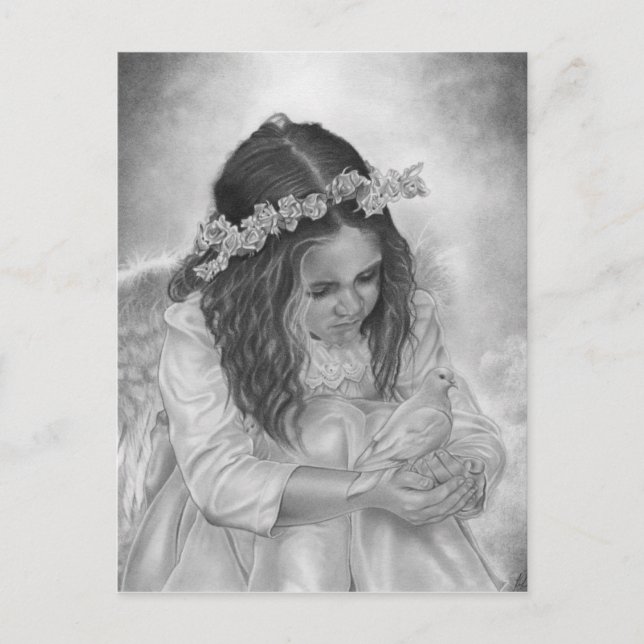 Engel Girl Taube Segen Postcard Feiertagspostkarte (Vorderseite)