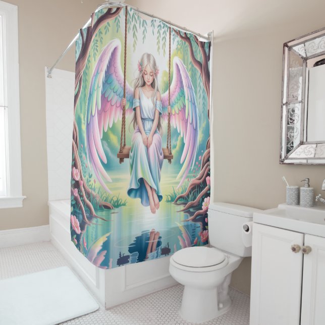 Engel-Girl verzaubern auf Swing Duschvorhang (Beispiel)