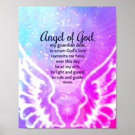 Engel Gottes Pink Lila Wasserfarbe Gebet Poster