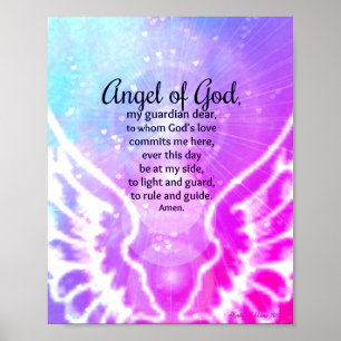 Engel Gottes Pink Lila Wasserfarbe Gebet Poster