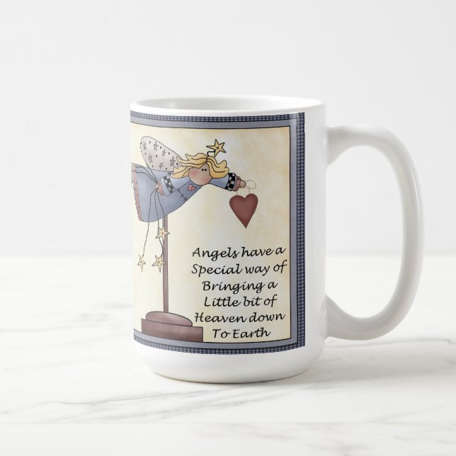 Engel haben einen Weisen-Klassiker 15 Unze. Weiße Kaffeetasse (Rechts)