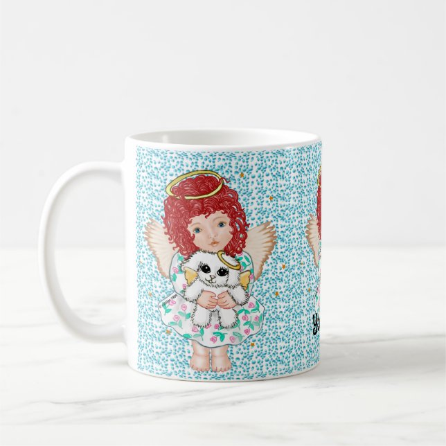 Engel hält Hund Kaffeetasse (Links)