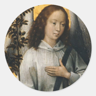 Engel Hans Memling-, der einen Ölzweig hält Runder Aufkleber