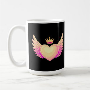 Engel Heart mit Coolen rosa Flügel und Kronen A To Kaffeetasse