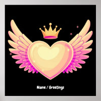 Engel Heart mit Coolen rosa Flügel und Kronen A To