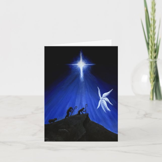 Engel & Hirten Weihnachtskarte Feiertagskarte (Vorderseite)