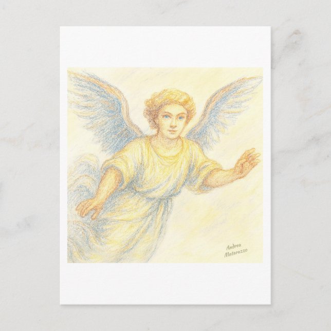 Engel im Flug mit Lächeln Postkarte (Vorderseite)