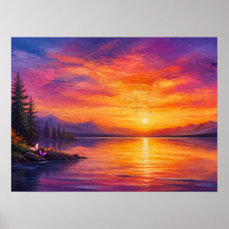 Engel im Himmel beim Sonnenuntergang, der auf uns Poster