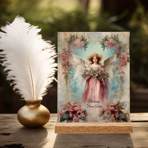 Engel im roten Gewand im Vintage-Stil Acrylschild