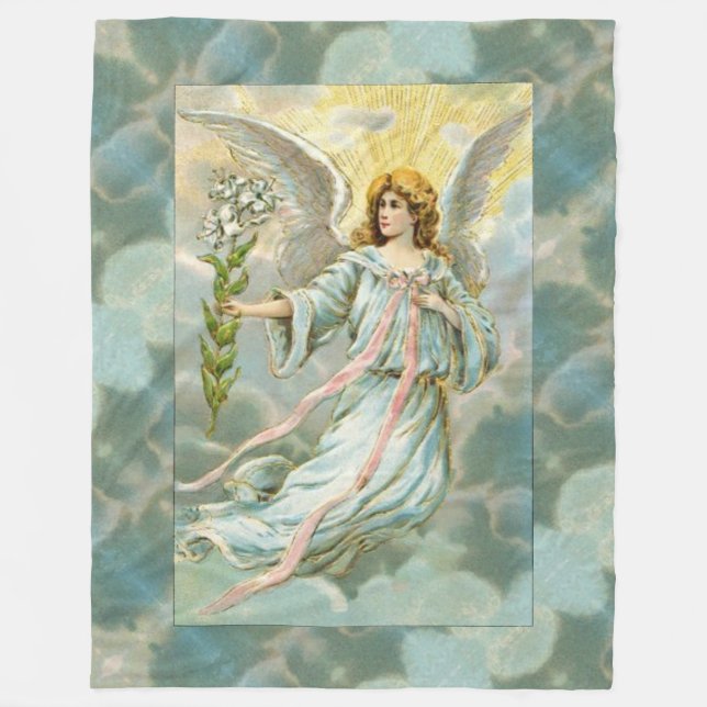 Engel in blauem Fleece-Decke Fleecedecke (Vorderseite)