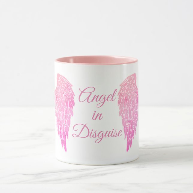 Engel in den Verkleidungs-Rosa-Engels-Flügeln Tasse (Zentrum)