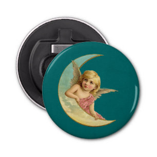 Engel in einem halbmondförmigen Jahrgang Flaschenöffner