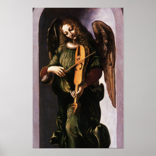 Engel in Grün mit einer Vielle von Leonardo da Vin Poster