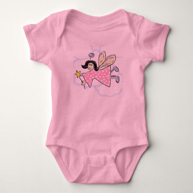 Engel in rosa Punkten Baby Strampler (Vorderseite)