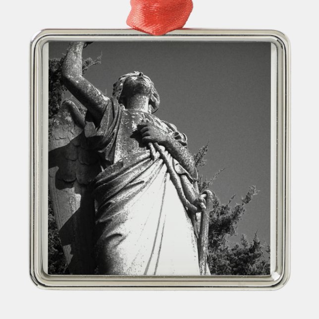 Engel in Schwarz und Weiß Silbernes Ornament (Vorne)