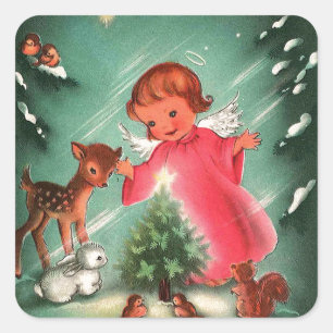 Engel in Wäldern Quadratischer Aufkleber