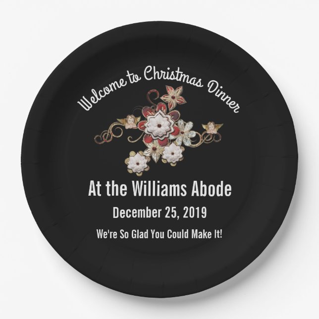 Engel, Juwelen und Blume Pappteller (Vorderseite)