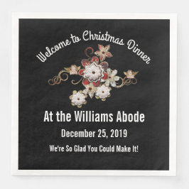 Engel, Juwelen und funkelnde Blume Pop auf Schwarz Serviette