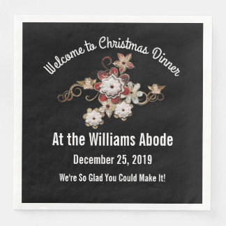 Engel, Juwelen und funkelnde Blume Pop auf Schwarz Serviette