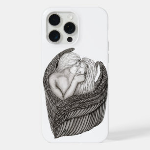 Engel küssen sich, Schwarz-Weiß-Design iPhone 15 Pro Max Hülle