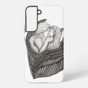Engel küssen sich, Schwarz-Weiß-Design Samsung Galaxy Hülle