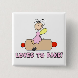 Engel liebt es, T-Shirts und Geschenke zu backen Button