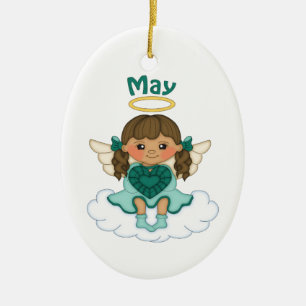 Engel Mais Birthstone brünett Keramikornament