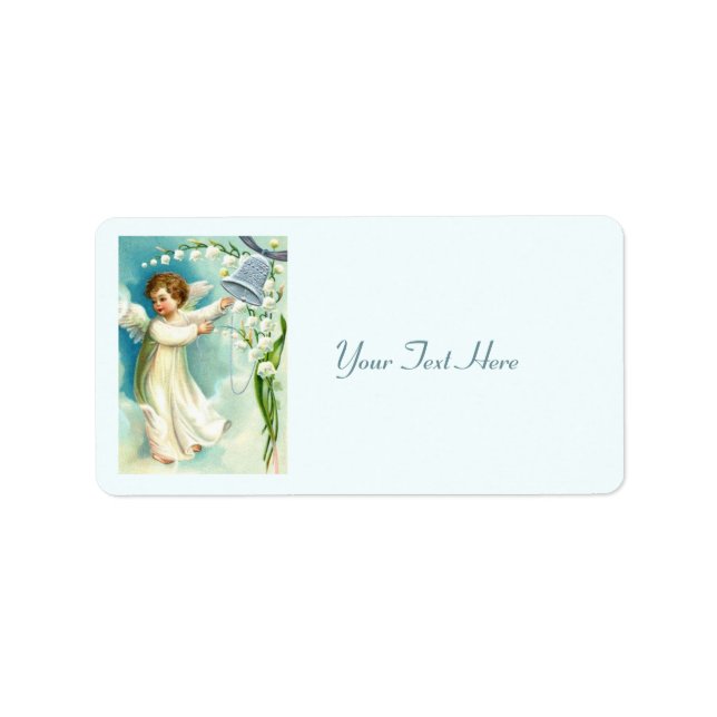 Engel mit Blauer Glocke Adressaufkleber (Vorne)