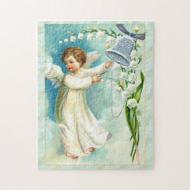 Engel mit Blauer Glocke Puzzle (Vertikal)