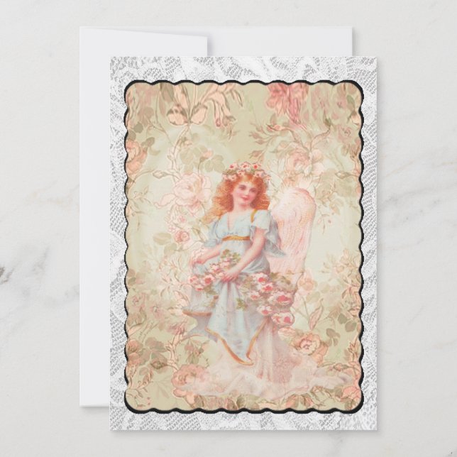 Engel mit Blumen Einladung (Rückseite)