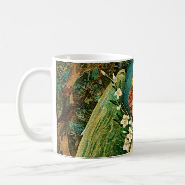 Engel mit Blumenzweig Kaffeetasse (Links)