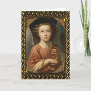 Engel mit Chalise - Vintage Kunstkarte Feiertagskarte