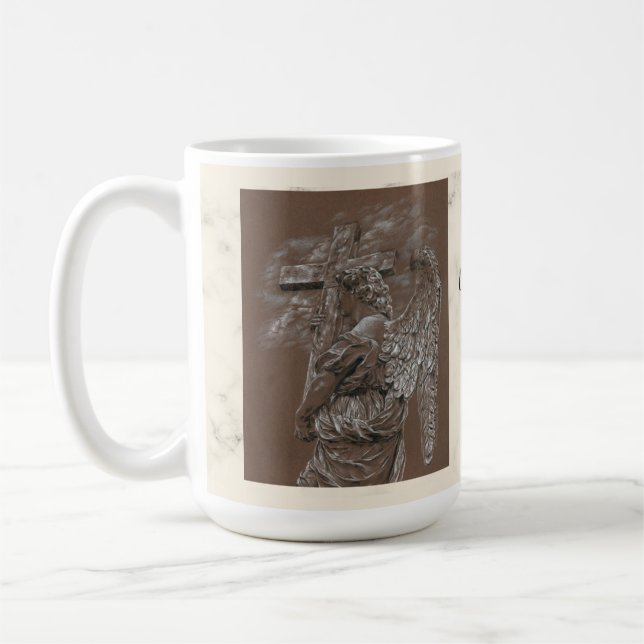 Engel mit Cross-Coffee-Tasse Kaffeetasse (Links)