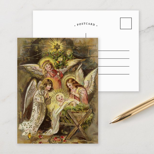 Engel mit dem Baby Jesus | Weihnachten Postkarte (Von Creator hochgeladen)