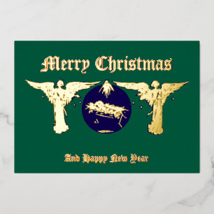 Engel mit dem Baby Jesus Weihnachtskrippe Folien Feiertagskarte