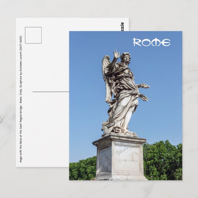 Engel mit den Nägeln auf der Brücke Sant'Angelo -  Postkarte (Vorne/Hinten)