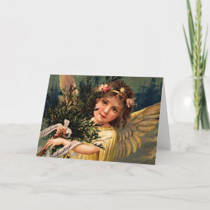 Engel mit einem Armvoll Weihnachtsgrün Feiertagskarte