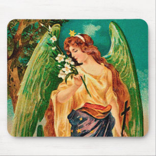 Engel mit einem Blumenzweig Mousepad