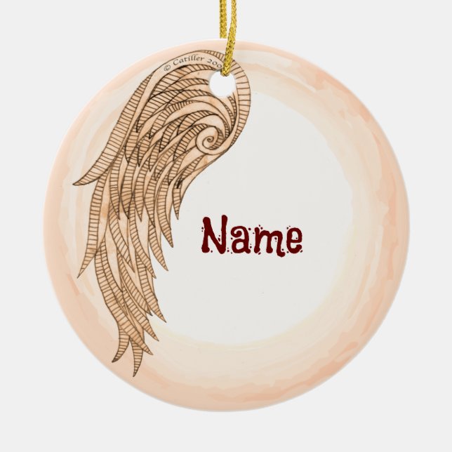 Engel mit einem Flügel Keramik Ornament (Vorne)