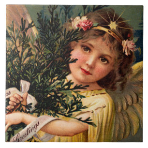 Engel mit einer Armlehne der Weihnachtsgrün Fliese