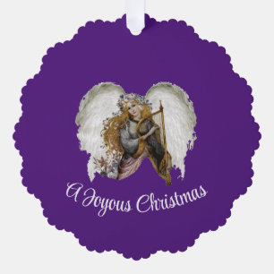 Engel mit Harfe Papier-Ornamentkarte Ornament Karte