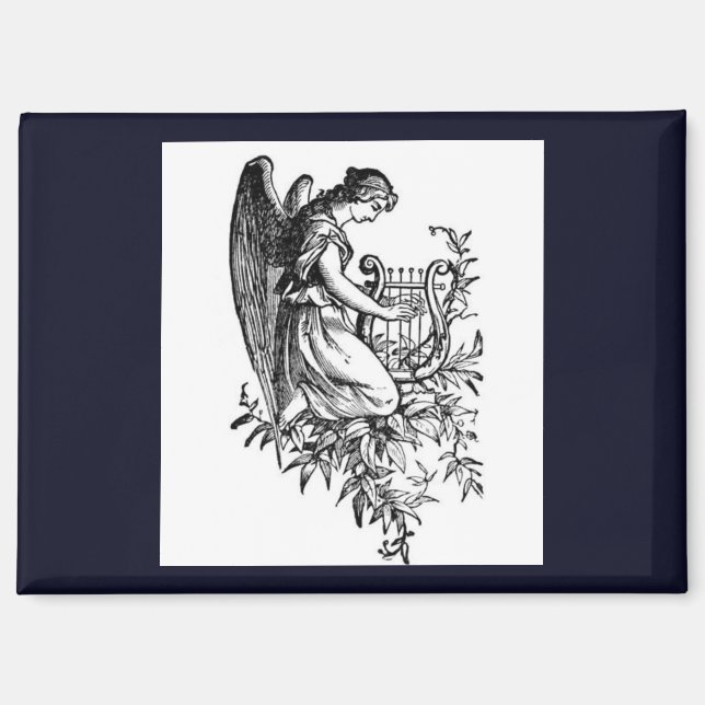 Engel mit Harfe und Flora Magnet (Vorderseite)