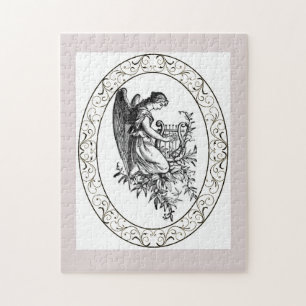 Engel mit Harfe und Flora Puzzle