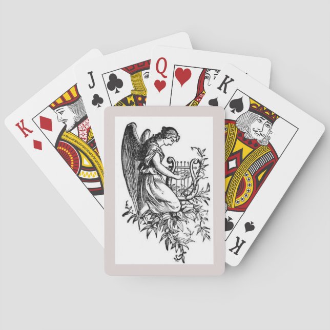 Engel mit Harfe und Flora Spielkarten (Rückseite)