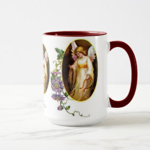 Engel mit Harfe und Klematisblumen Tasse
