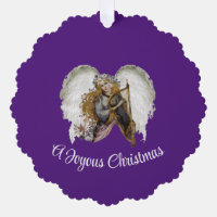 Engel mit Harfenpapier-Ornament-Karte